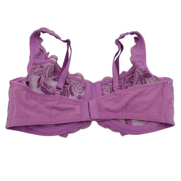 Soma Sensuous Lace Unlined Demi Bra Size 34C New Sheer Purple Embroidered - Picture 4 of 7